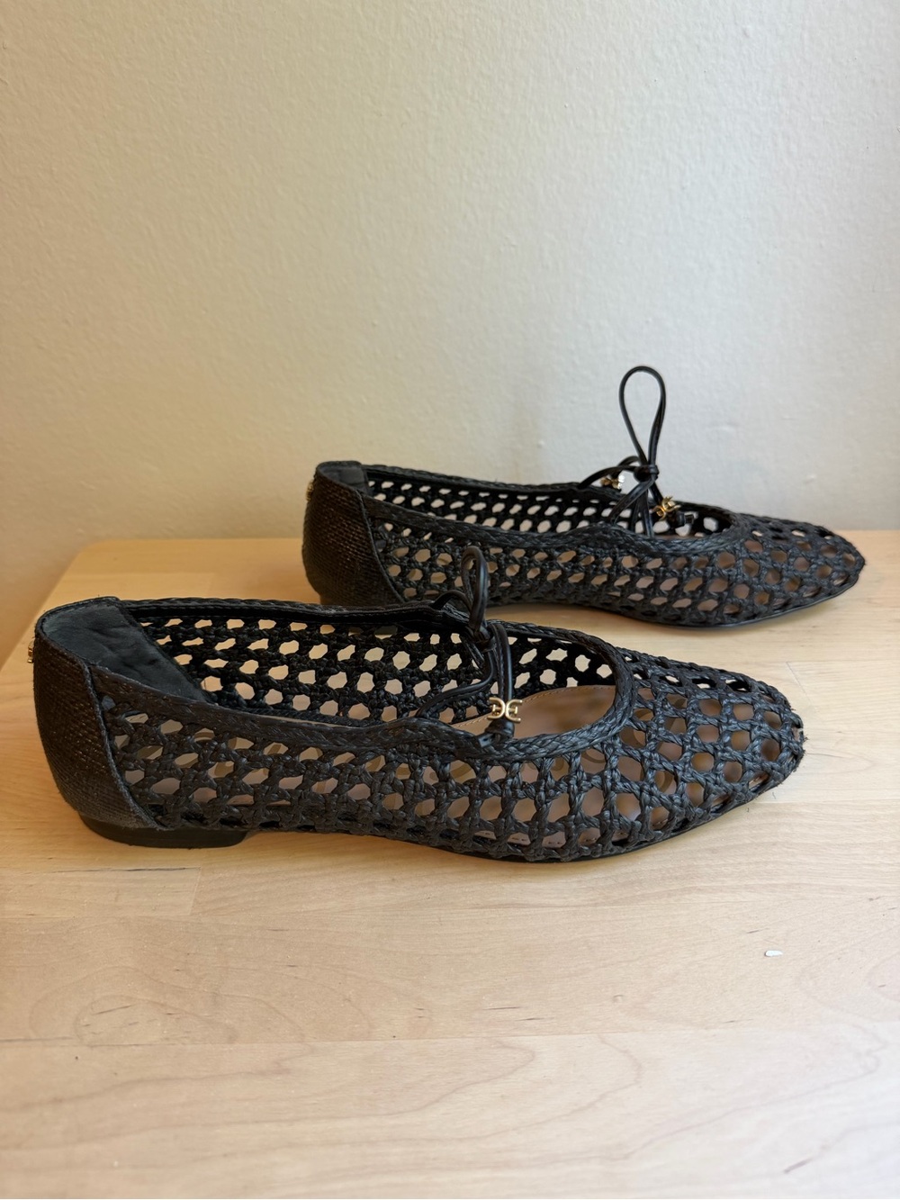 Sam Edelman Black Woven Ballet Flats with Bow - Picture 4 of 6